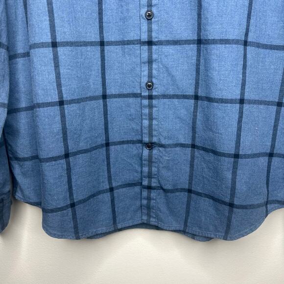 Banana Republic Luxe Flannel Camden Fit Blue Plaid Long Sleeve Men L Button Down - Picture 4 of 12